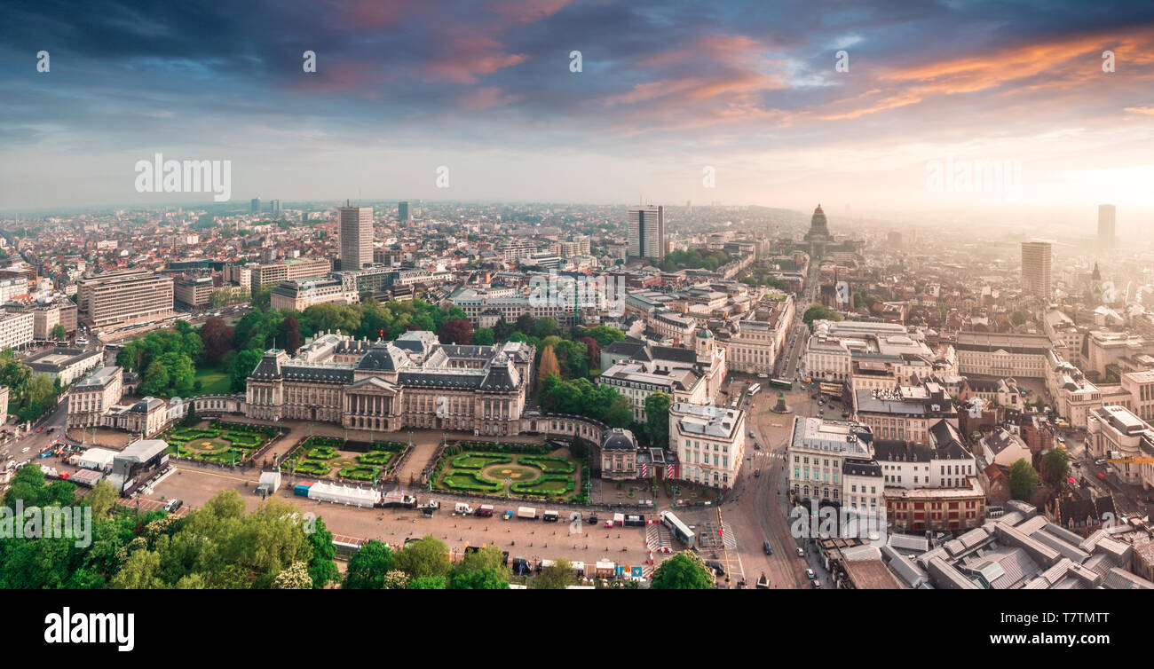 Panoramablick Luftaufnahme der Royal Palace Brüssel, Belgien Stockfoto