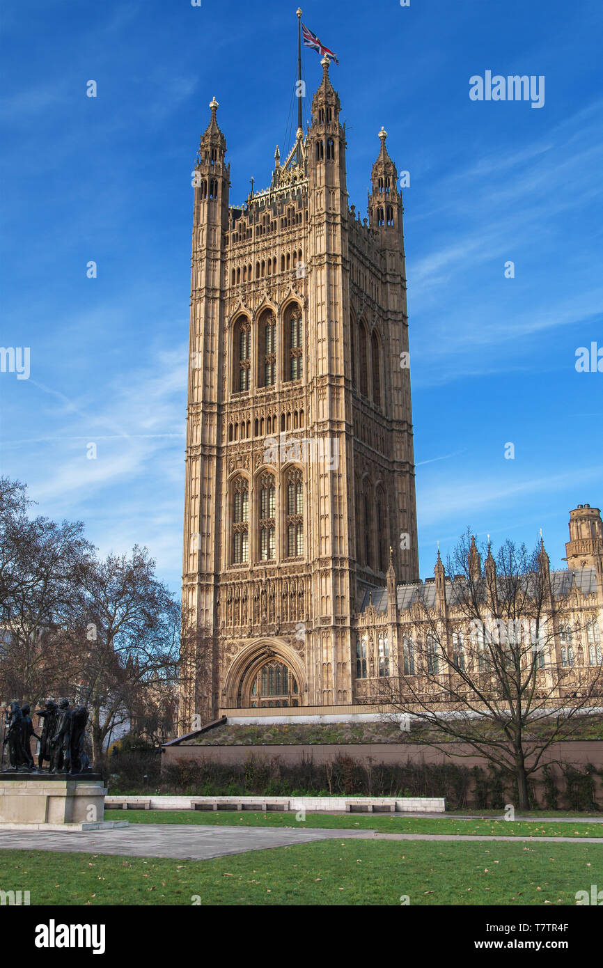 Victoria Tower, Palast von Westminster, London, Vereinigtes Königreich. Stockfoto