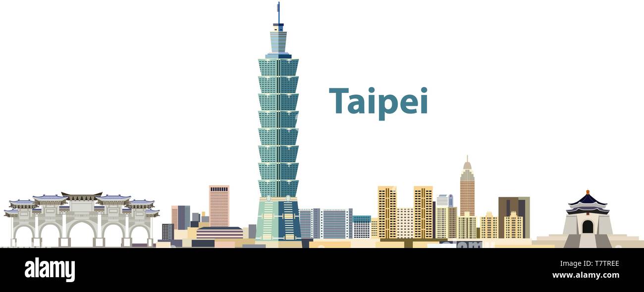 Vector Illustration von Taipei City Skyline Stock Vektor