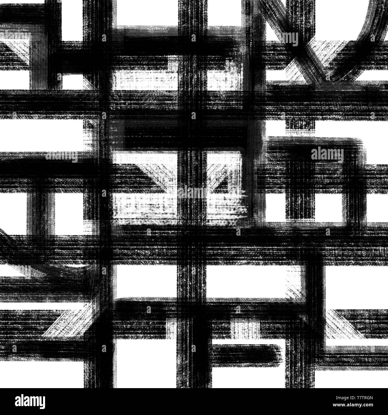Abstrakte monochrome Malerei Hand gezeichnet Öl Farben Schwarz und Weiß. Stockfoto
