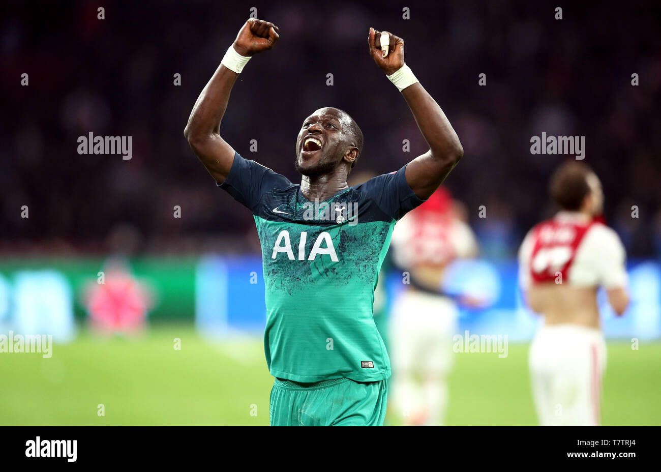 Tottenham Hotspur von Moussa Sissoko feiert nach dem letzten während der UEFA Champions League, Halbfinale, rückspiel Gleiches an Johan Cruijff ArenA, Amsterdam Pfeifen. Stockfoto