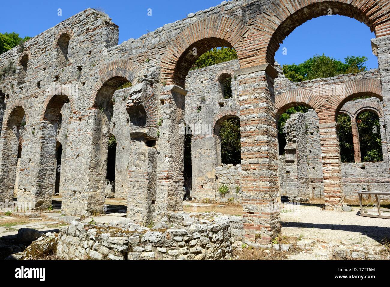 Die Basilika Butrint eine der wichtigsten archäologischen Stätten in der Balkan Unesco Weltkulturerbe Albanien Stockfoto