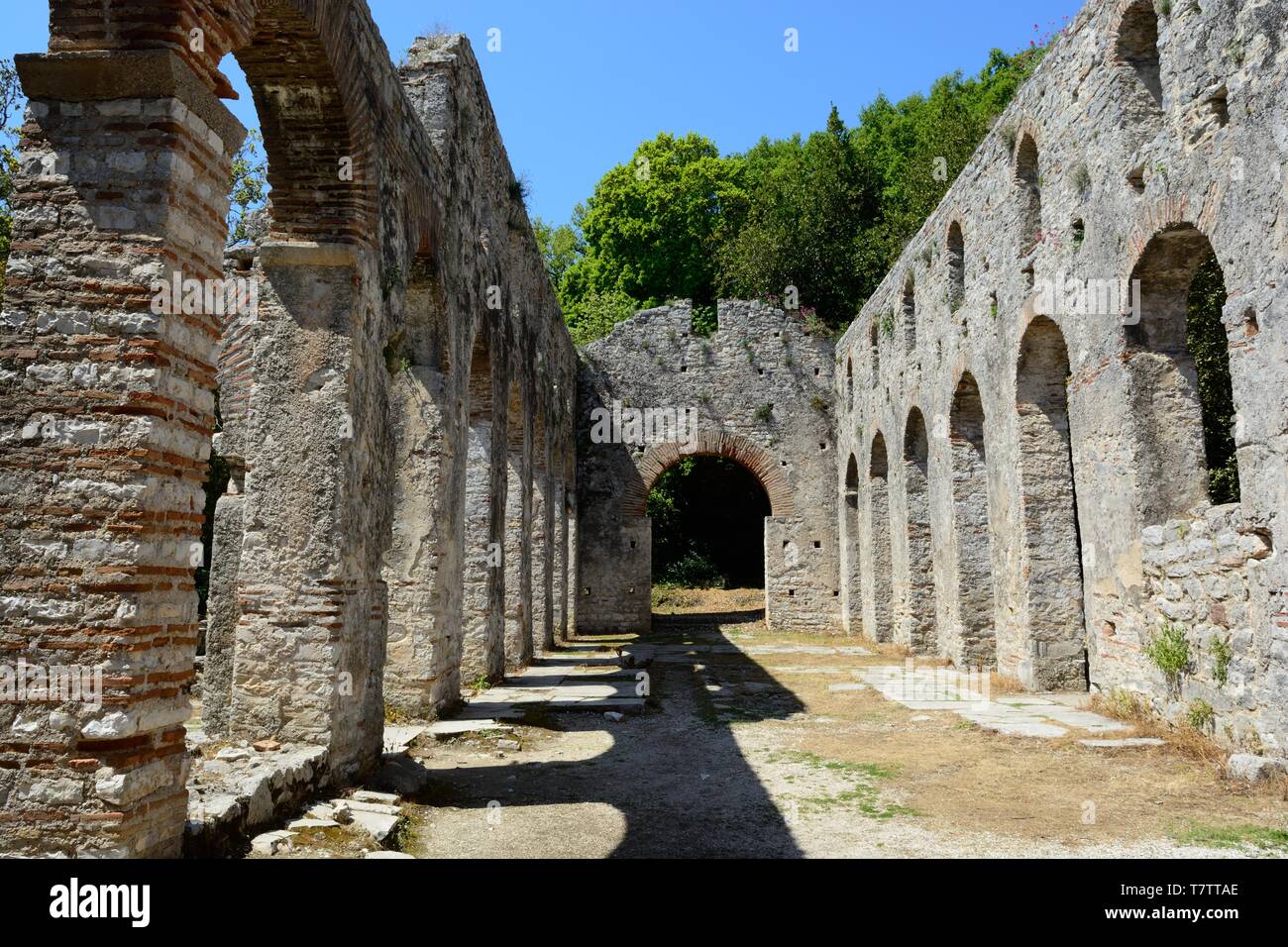 Die Basilika Butrint eine der wichtigsten archäologischen Stätten in der Balkan Unesco Weltkulturerbe Albanien Stockfoto
