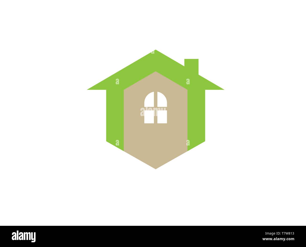 Eine kleine grüne home Symbol mit Fenster und Schornstein für Logo Design Stock Vektor