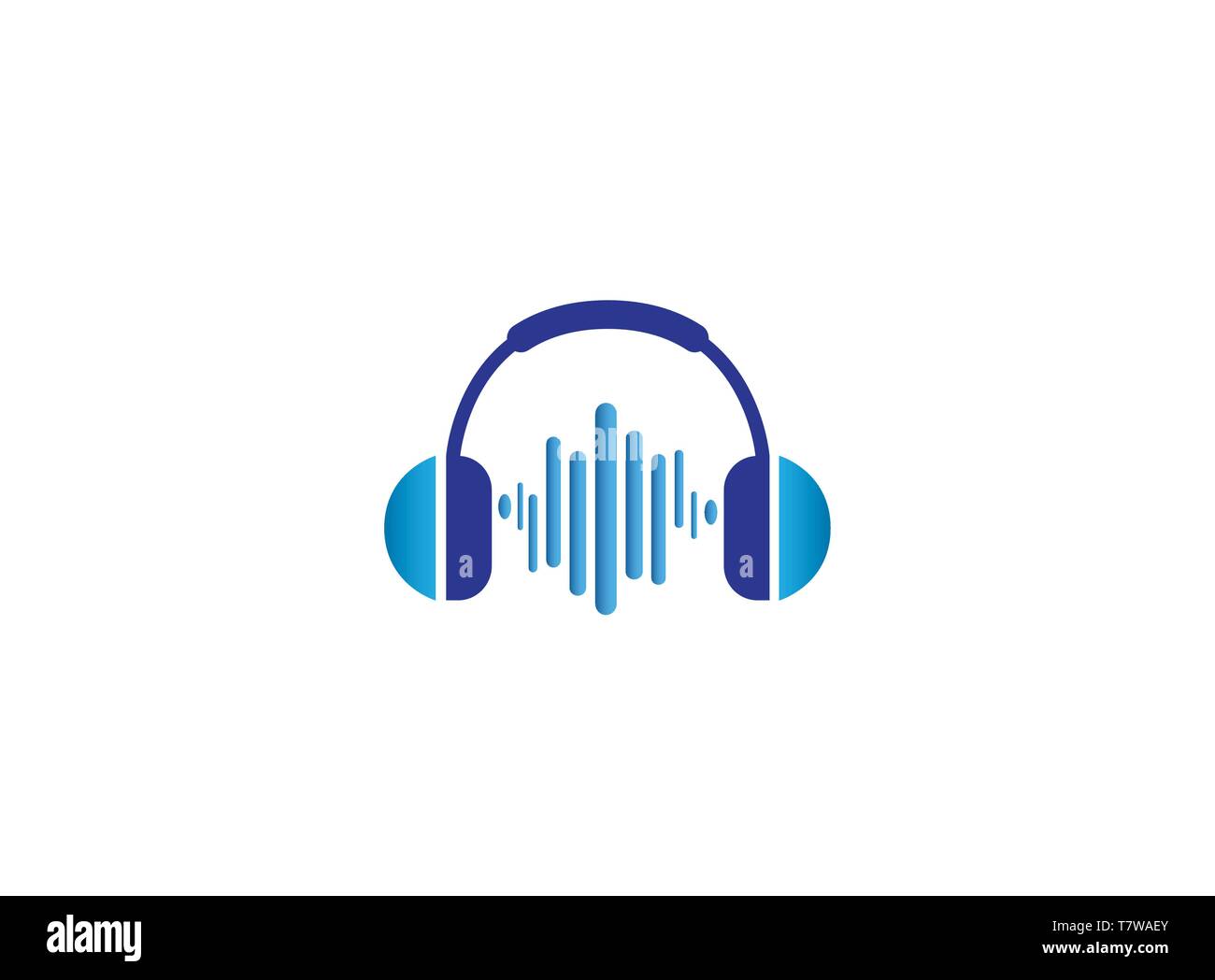 Kopfhörer mit Musik Beats, Headset Logo Design Stock Vektor