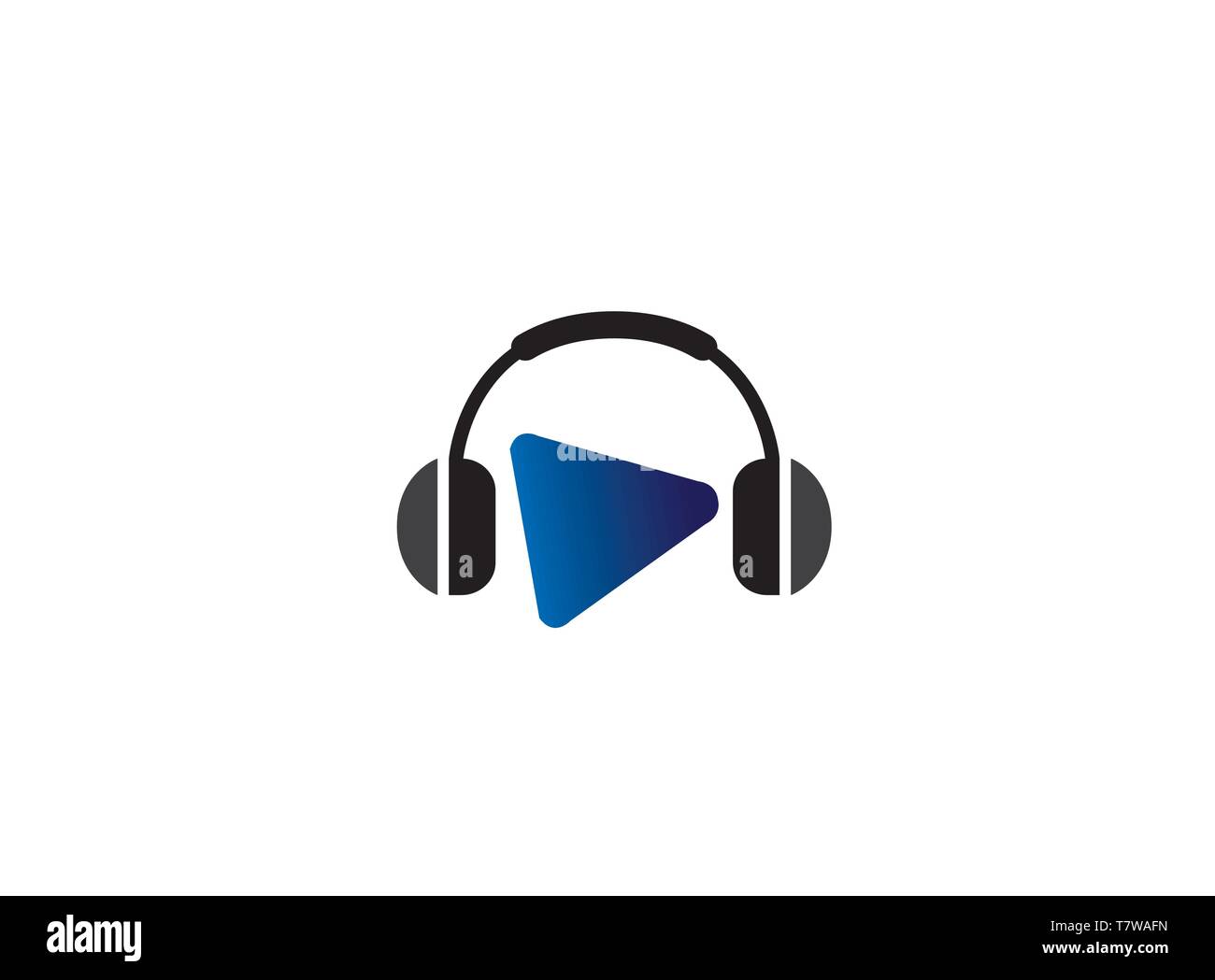 Kopfhörer mit Musik Beats, Headset mit Play Symbol für Logo Design Stock Vektor