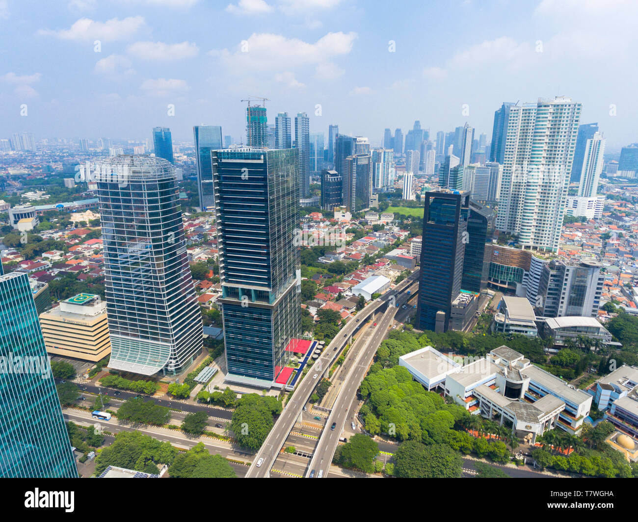 Jakarta Business- und Finanzviertel mit seinen Büro-, Hotel-, Shopping mall Towers Stockfoto