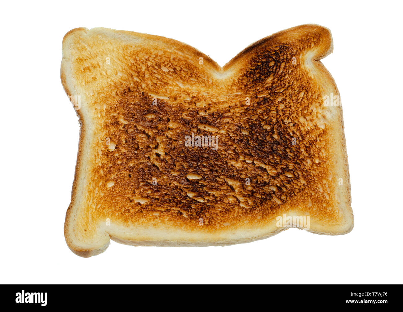 Scheibe Toast auf weißem Hintergrund Stockfoto