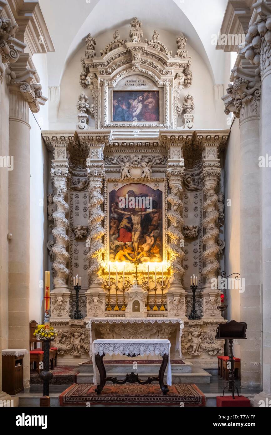 Italien, Apulien, Salento, Lecce, 17. Jahrhundert Basilika Santa Croce, Meisterwerk der barocken Kunst Stockfoto