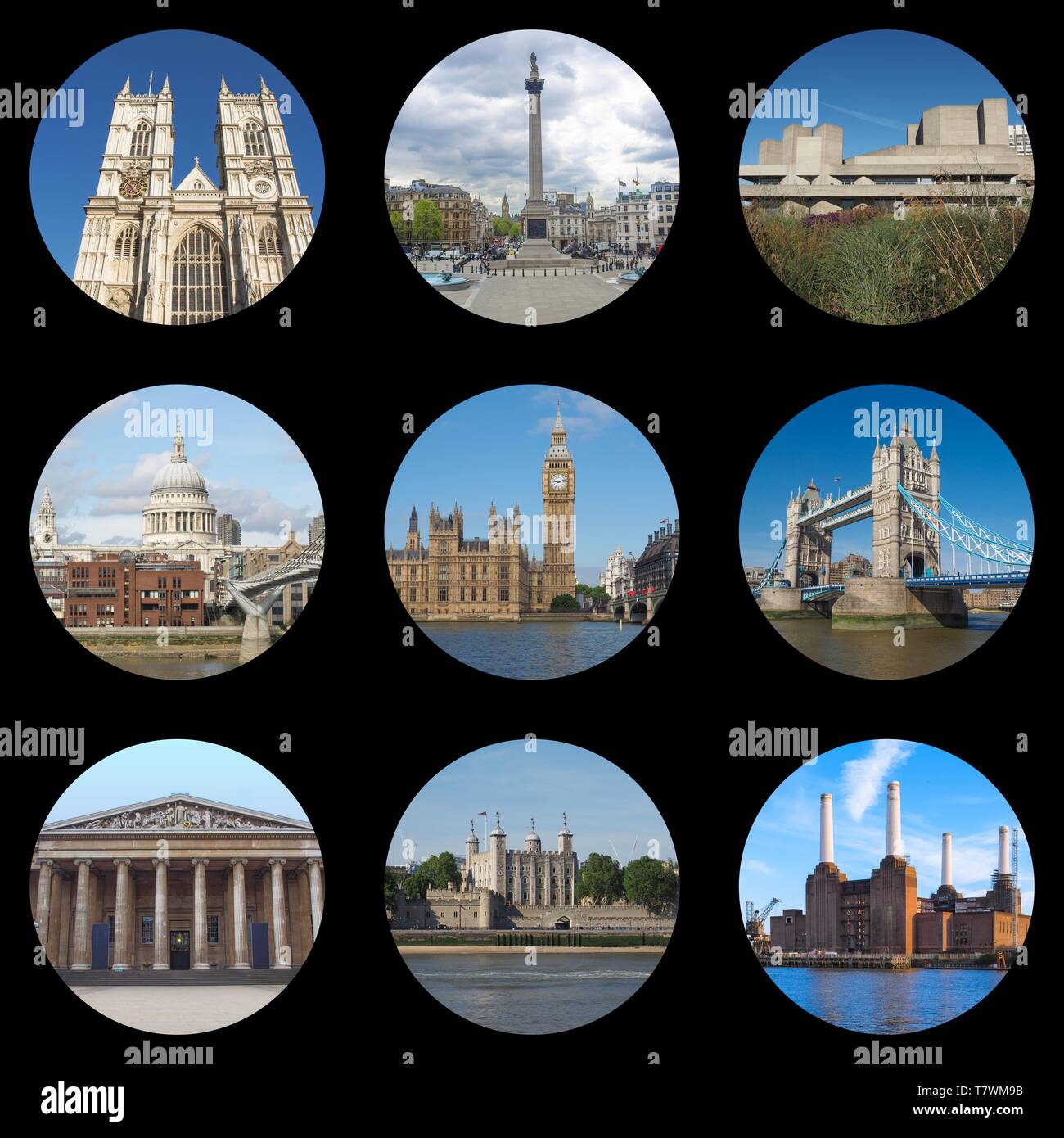 London England Souvenir Schnapsglas – Blaue Sehenswürdigkeiten Collage, 5,7 Cm Hoch, Sammlerstück