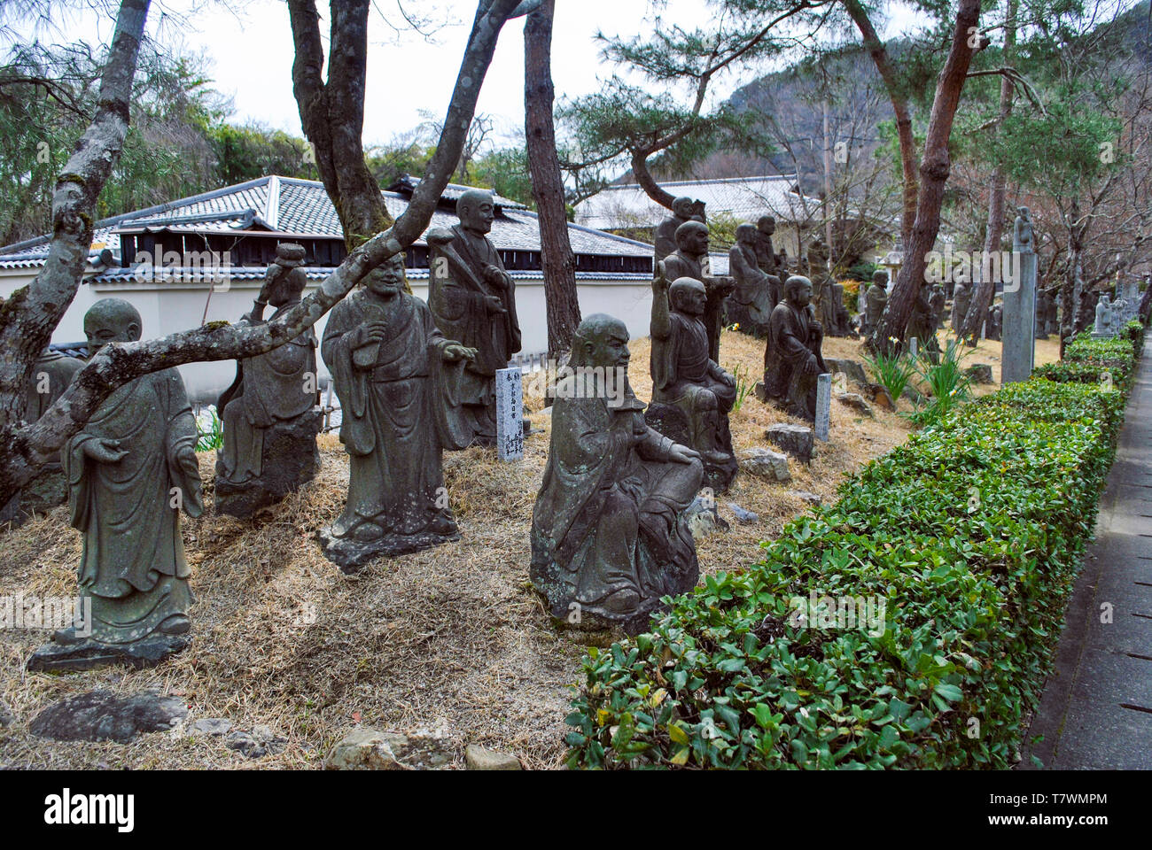 Diese Anordnung von Statuen sind bekannt als die Arashiyama Rakans, ein RAKAN ist ein vollständig erleuchteten Buddhistischen Salbei. Hogon-in Tempel, ein subtemple der Rin Stockfoto