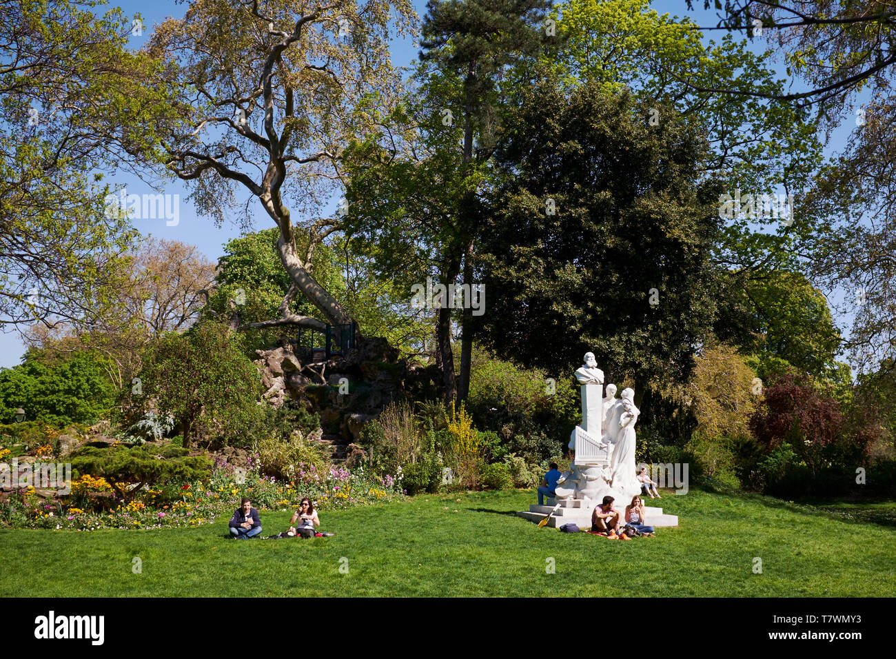 Frankreich, Paris, Parc Monceau, Charles Gounod Büste von Bildhauer Antonin Mercie Stockfoto