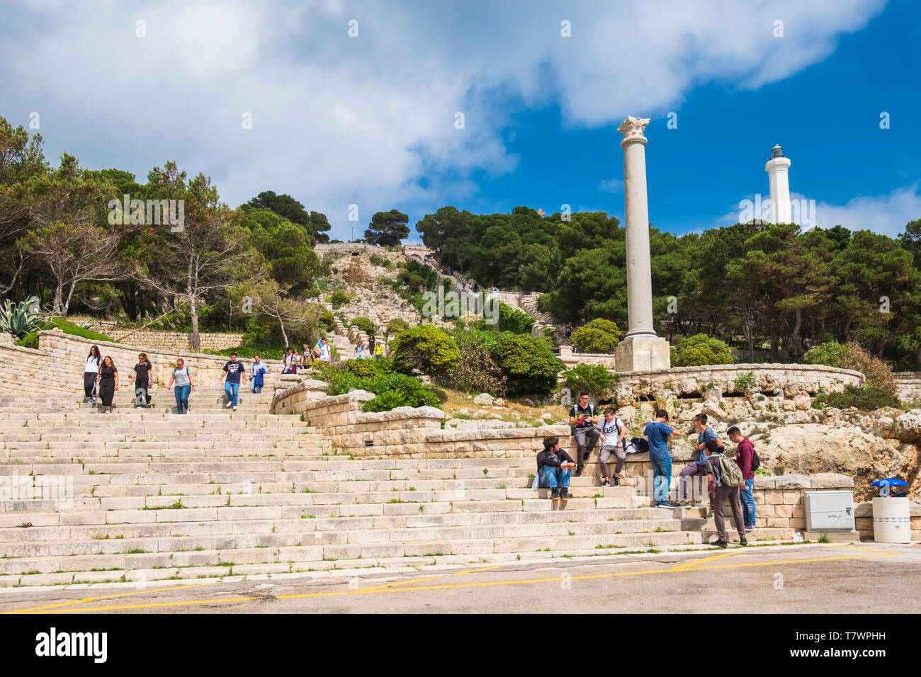 Italien, Apulien, Salento, Santa Maria di Leuca, monolithischen römische Säule Stockfoto