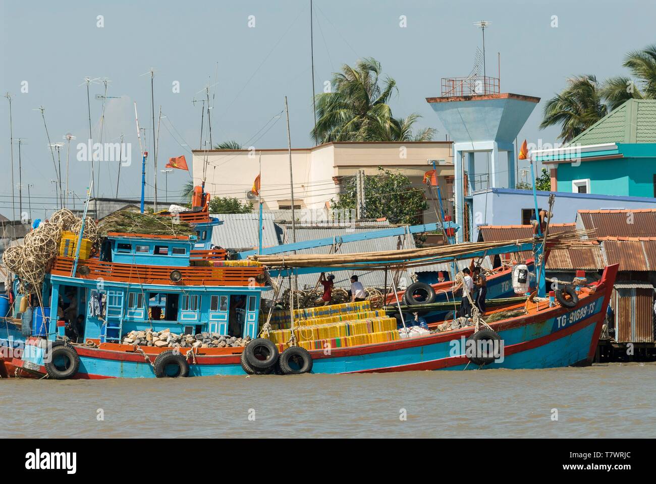Vietnam, Tien Giang Provinz, Mekong Delta Region, My Tho, Boote am Mekong Stockfoto