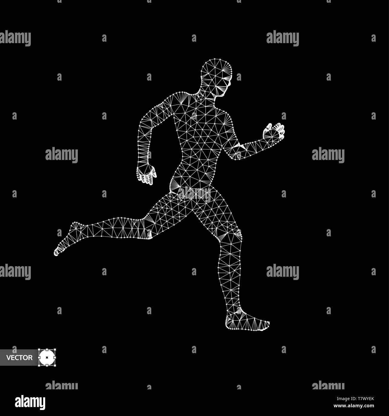 Running man 3D-Design für Sport, Wirtschaft, Wissenschaft und Technologie. Vektor-Illustration. Menschlichen Körper. Stock Vektor