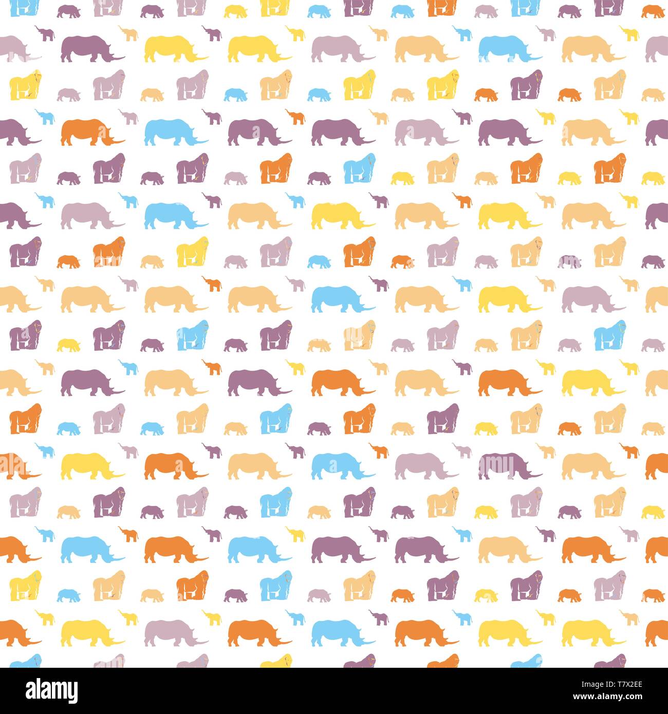Nahtloses safari Tiere für Kinder Wall Art Muster. Gut gestaltete handgezeichnete Silhouetten Druckvorlage für Textildesign. Stock Vektor