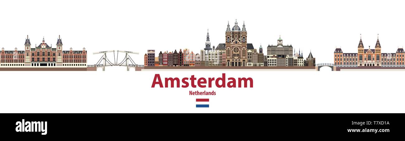 Vector Illustration von Amsterdam City Skyline Stock Vektor