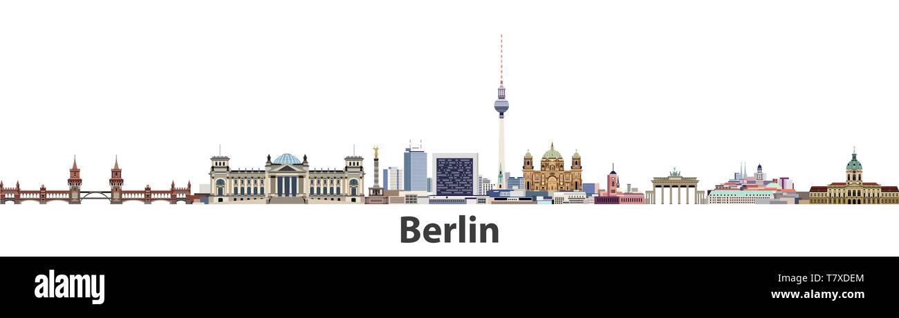 Abstract vector Berlin City Skyline bei Sonnenaufgang Stock Vektor