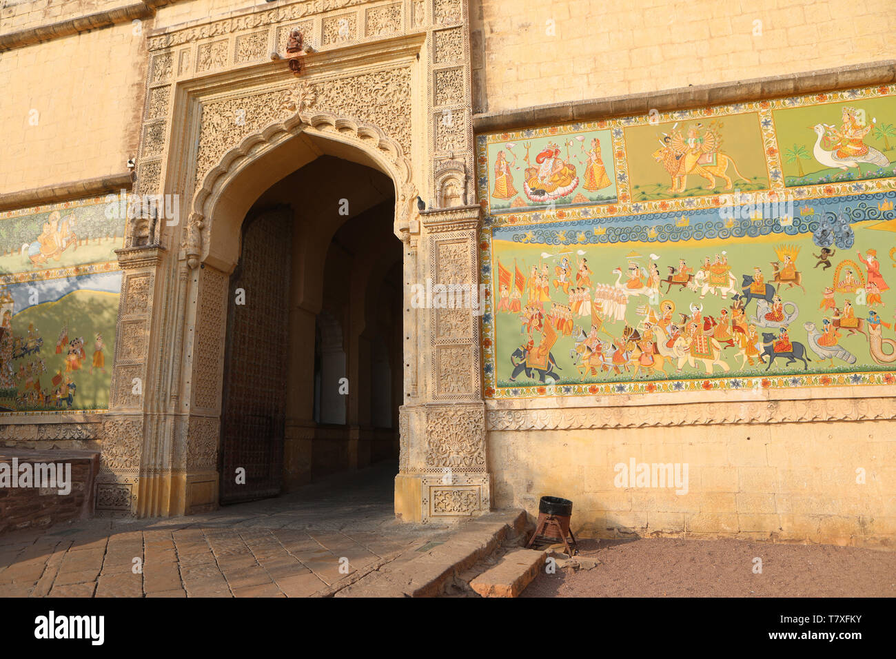 Eingang Mehrangarh Fort, Jodhpur, Rajasthan, Indien Stockfoto