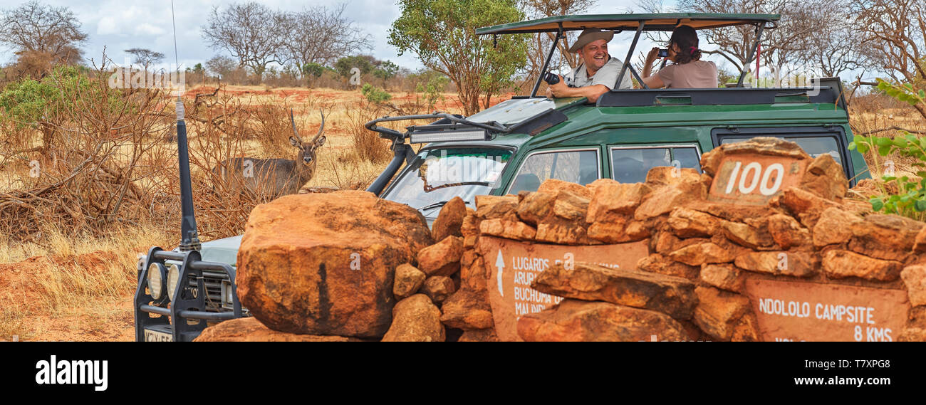 Auf Safari im Tsavo National Game Reserve Stockfoto