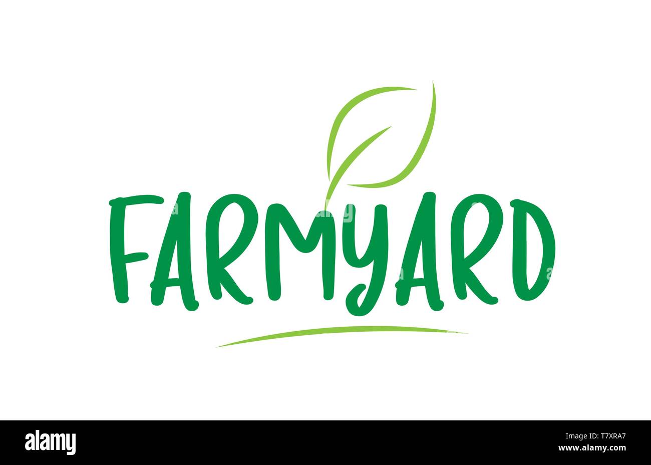 Bauernhof grüne Wort text mit Blatt geeignet für Symbol, Abzeichen oder Typografie Logo Design Stock Vektor