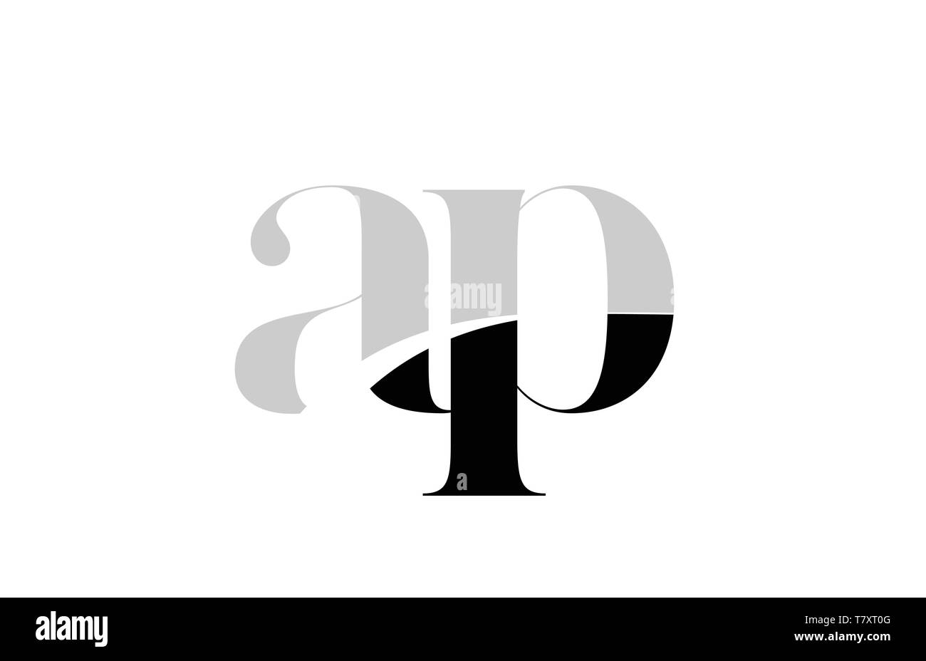 Schwarze und weiße Buchstaben Ap p logo Icon Design für eine Firma oder Geschäft Stock Vektor