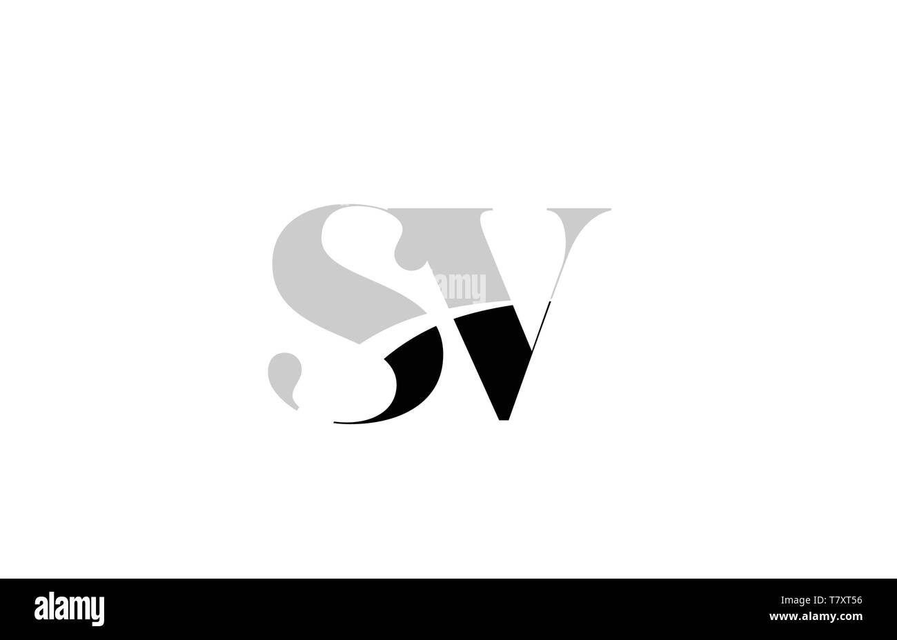 Schwarze und weiße Buchstaben sv s v logo Icon Design für eine Firma oder Geschäft Stock Vektor