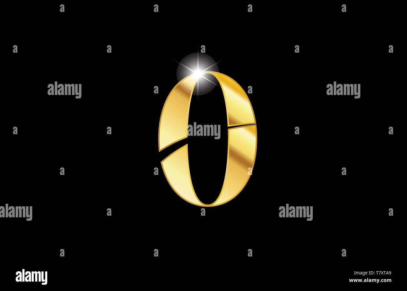 Gold Metall Metallische Nummer 0 0 logo Icon Design für eine Firma oder Geschäft Stock Vektor