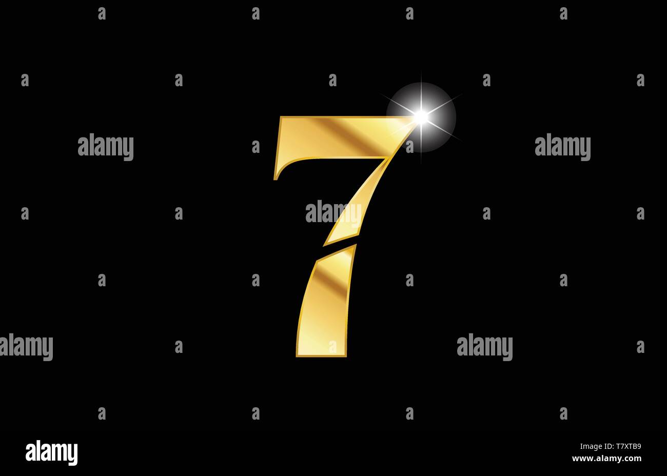 Gold Metall Metallische Nummer 7 Sieben logo Icon Design für eine Firma oder Geschäft Stock Vektor