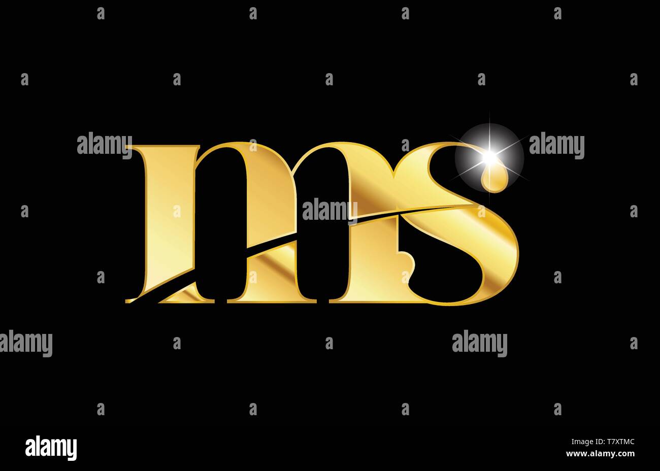 Gold Metall Metallische Buchstaben ms m s logo Icon Design für eine Firma  oder Geschäft Stock-Vektorgrafik - Alamy