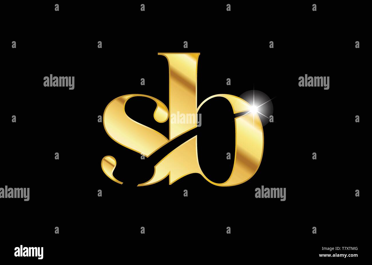Gold Metall Metallische Buchstaben sb s b logo Icon Design für eine Firma oder Geschäft Stock Vektor
