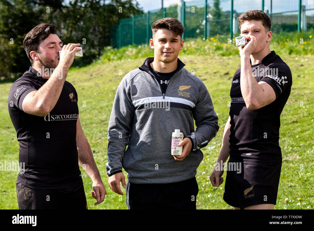 Tal Cougars v Alle Golds bei Nelson RFC in der RFL Southern Conference am 4. Mai 2019. Stockfoto
