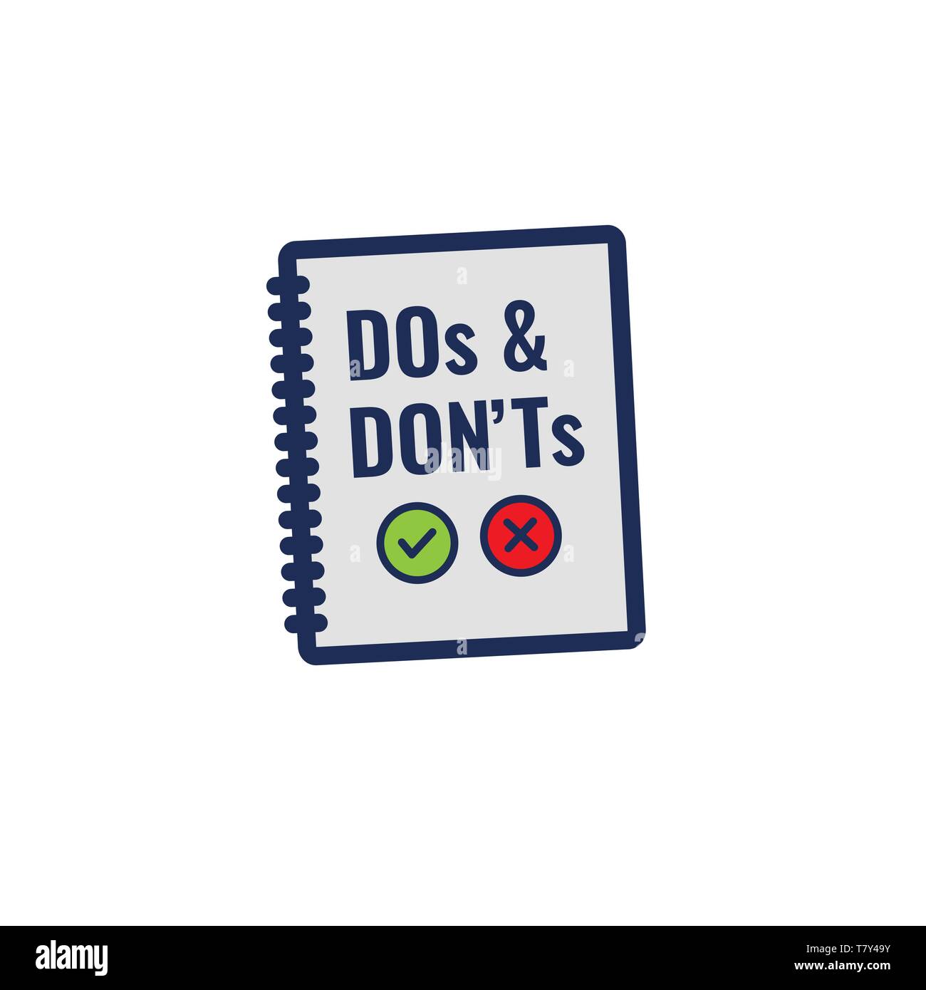 Was du tun und was du nicht tun oder Gute und Schlechte Symbole mit positiven und negativen Symbole Stock Vektor