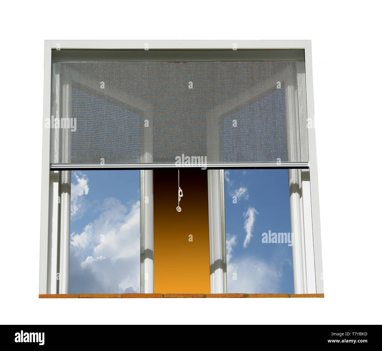 Fenster ausgerüstet, die für den Schutz gegen Mücken. Weißer Hintergrund. Stockfoto