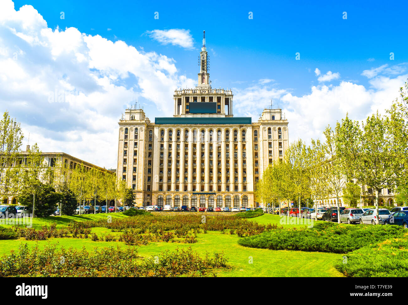 Haus der Freie Presse - ist ein Gebäude im Norden von Bukarest, Rumänien, das höchste in der Stadt zwischen 1956 und 2007. Stockfoto