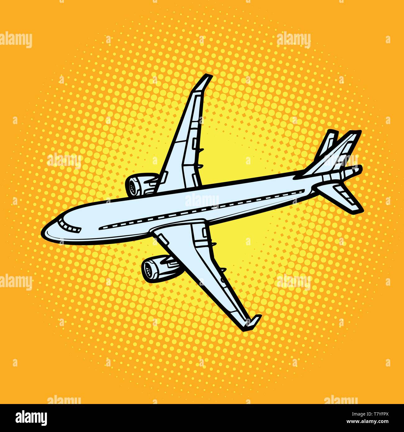 Aircraft air transport gelben Hintergrund. Comic cartoon Pop Art vector Retro Vintage Zeichnung Stock Vektor