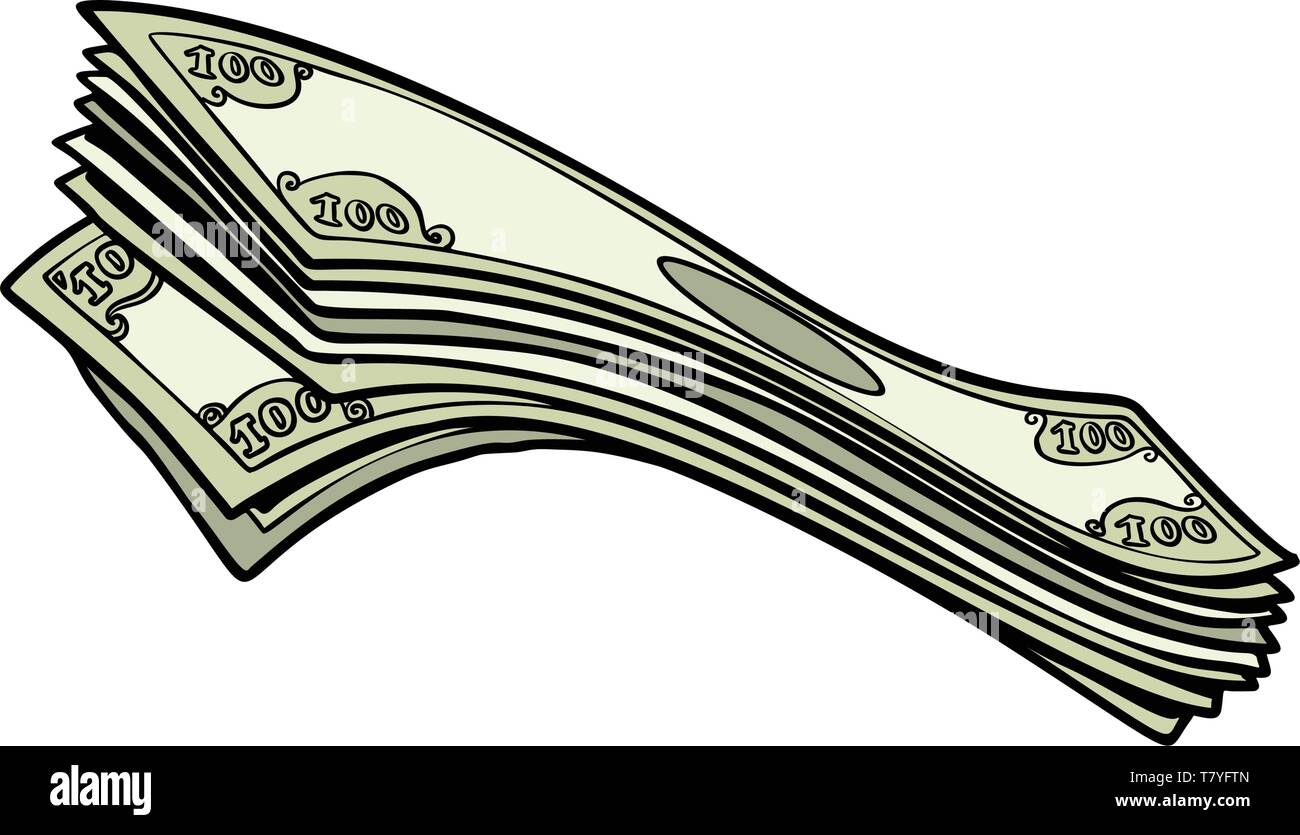 Dollar, US-Banknoten Bargeld. Bank Finanzierung Lotterie gewinnen. Comic cartoon Pop Art vector Retro Vintage Zeichnung Stock Vektor