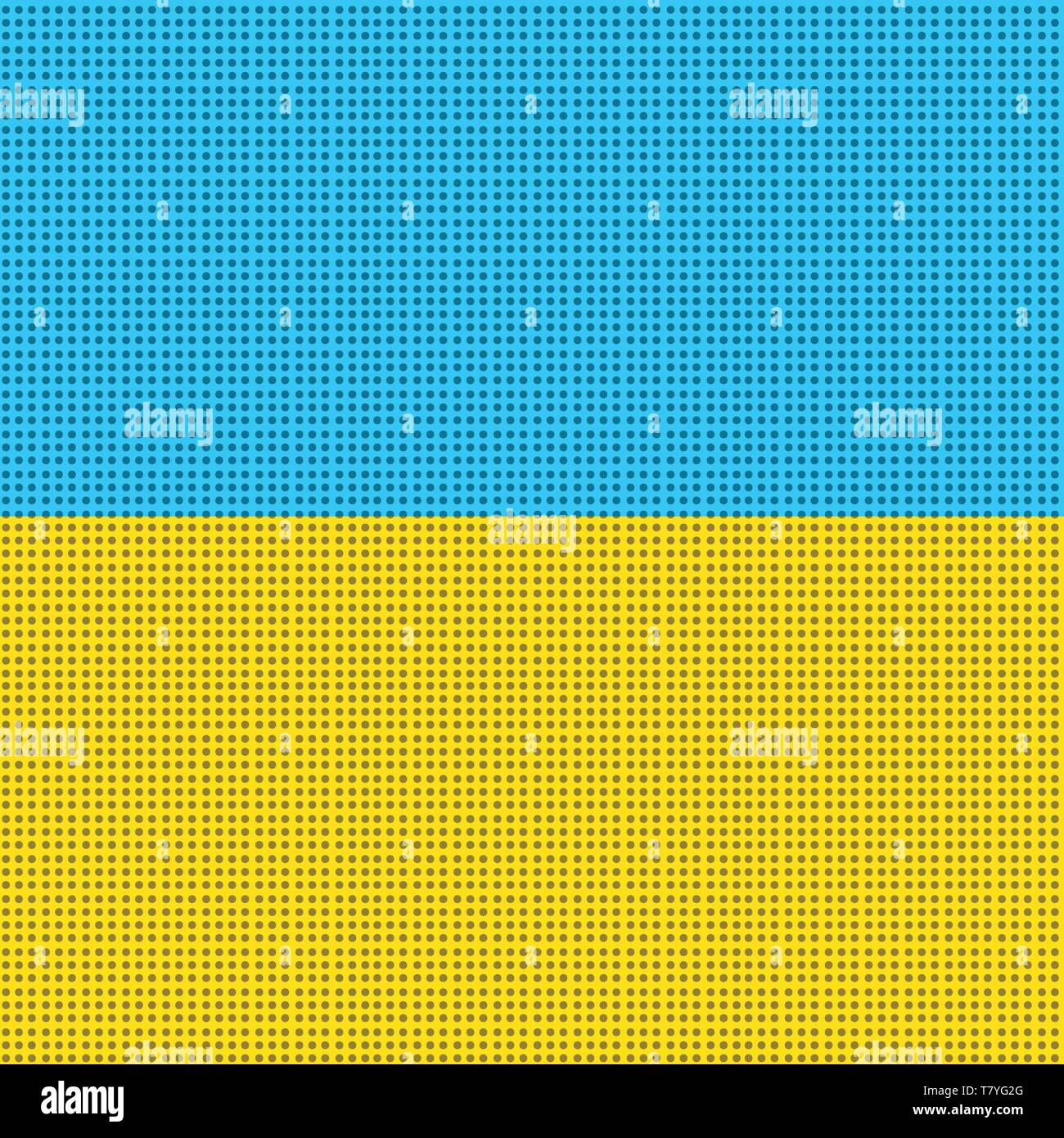 Gelb Blau Flagge der Ukraine. Comic cartoon Pop Art retro Vektor Grafik Handzeichnung Stock Vektor
