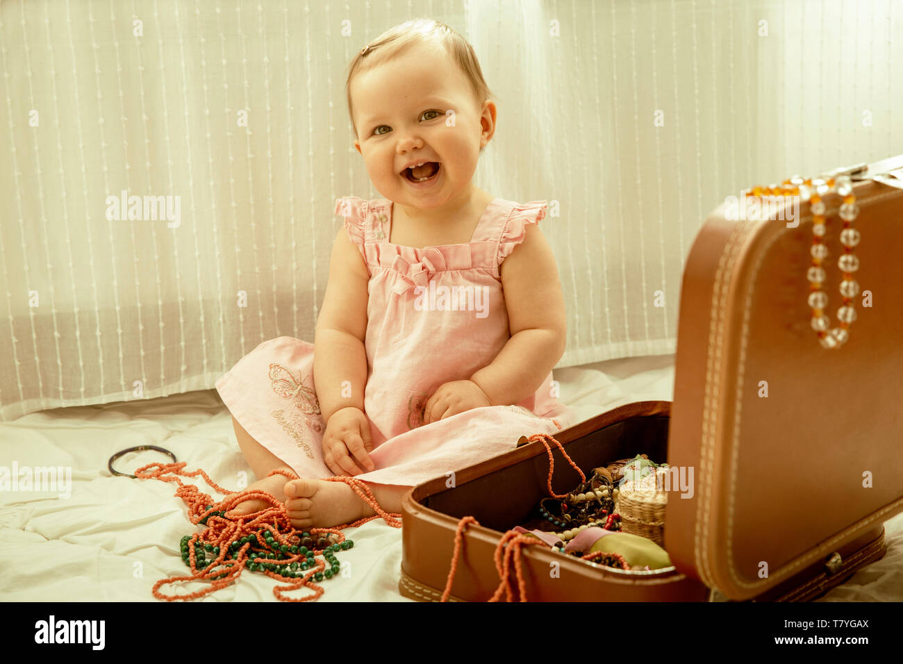 Cute Baby lächelnd Stockfoto