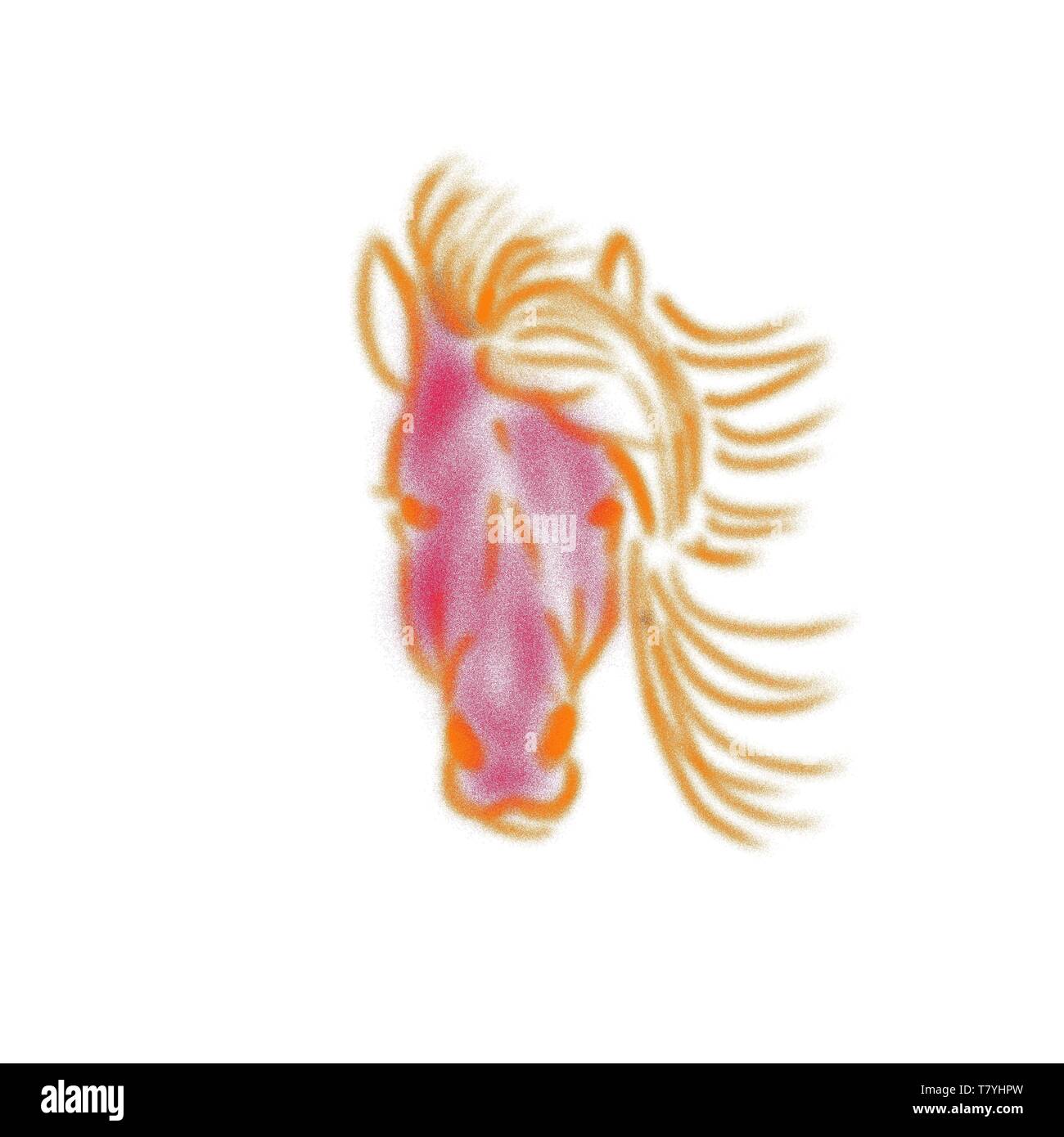 Der Vektor logo Pferd für eine Tätowierung oder ein T-Shirt drucken Design oder Oberbekleidung. Jagd stil Pferd Hintergrund. Stockfoto