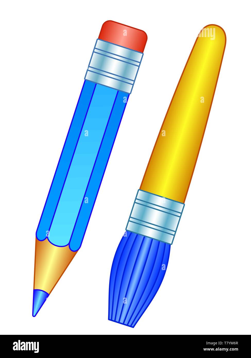Darstellung der kleinen Pinsel und Bleistift Symbole Stock Vektor