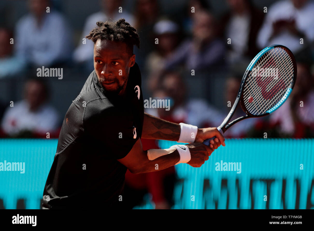 Gael Monfils in Aktion während der Mutua Madrid Open Masters Match am Tag 7 bei Caja Magica in Madrid gesehen. Stockfoto