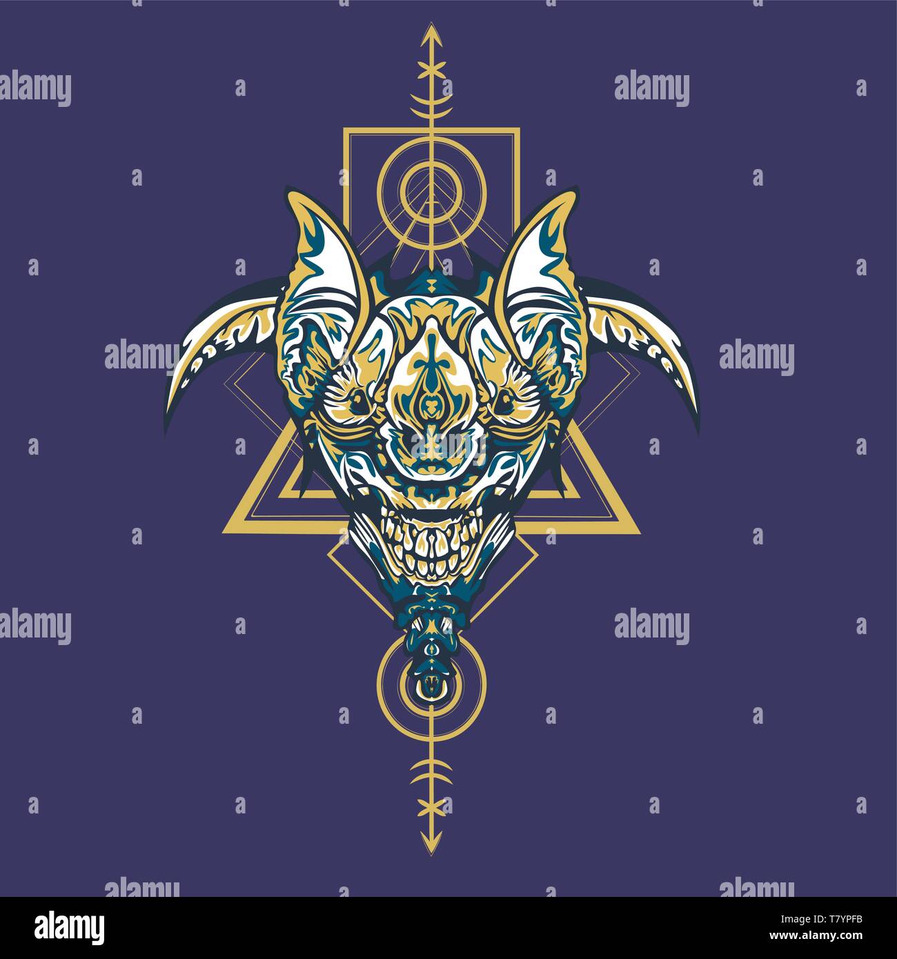 Vector Illustration. Roboter die heilige Geometrie. Für t-shirt, Poster, Aufkleber. Linienstil an. - Vektor Stock Vektor