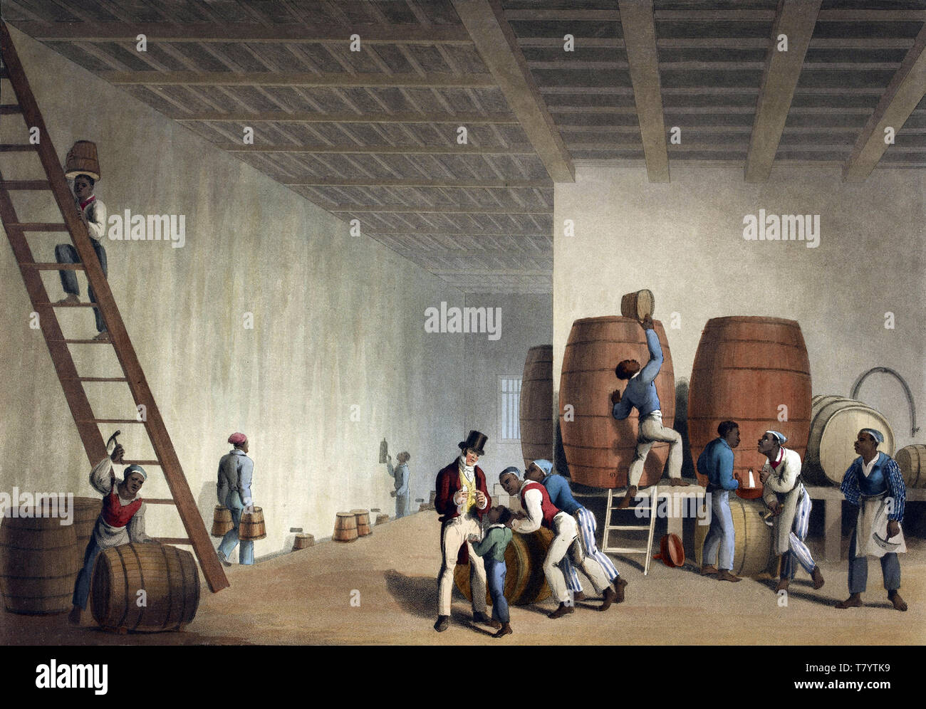 Sklaverei, Antigua Rum Distillery, 1823 Stockfoto
