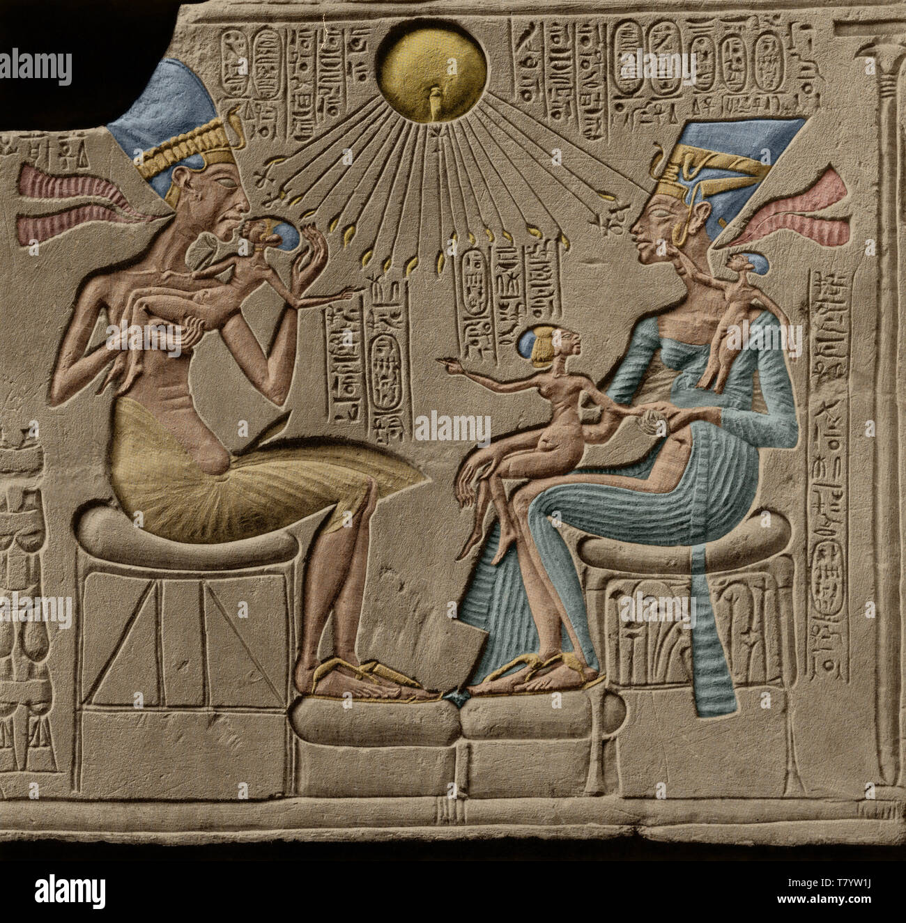 Ägyptischen Pharao Echnaton und Nofretete Stockfoto