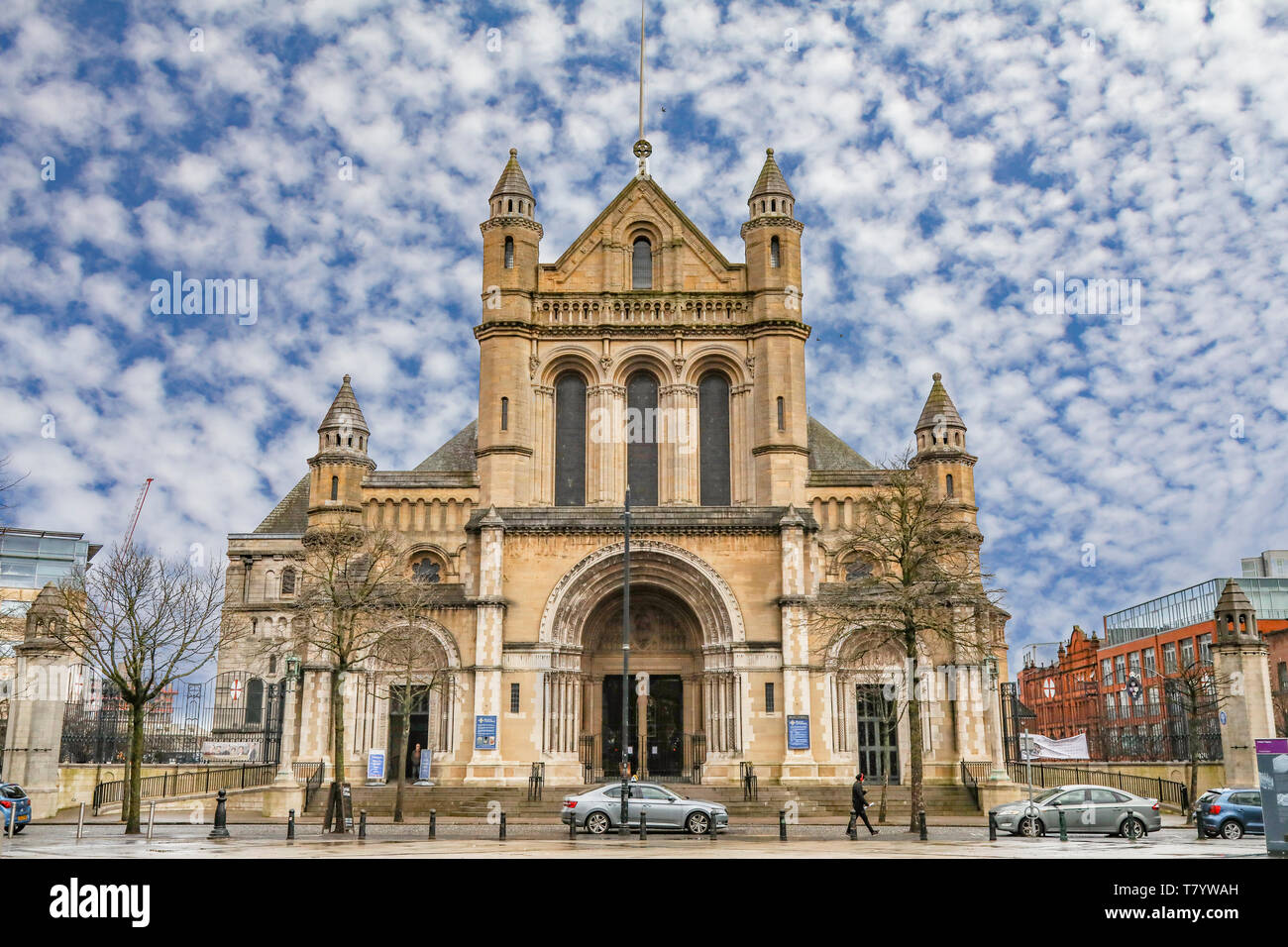 Die Außenseite des St. Anne's Cathedral, Belfast, Nordirland Stockfoto