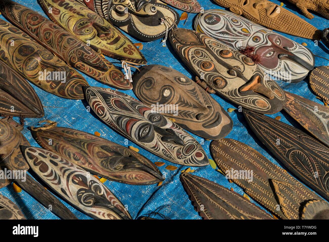 Papua-neuguinea, National Capital District, Port Moresby, Boroko, Boroko Handwerkermarkt, Masken Stockfoto