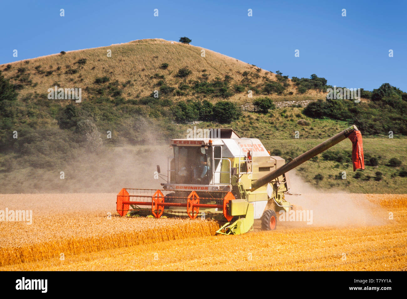 Mähdrescher in Betrieb, die Zeit der Ernte UK Stockfoto