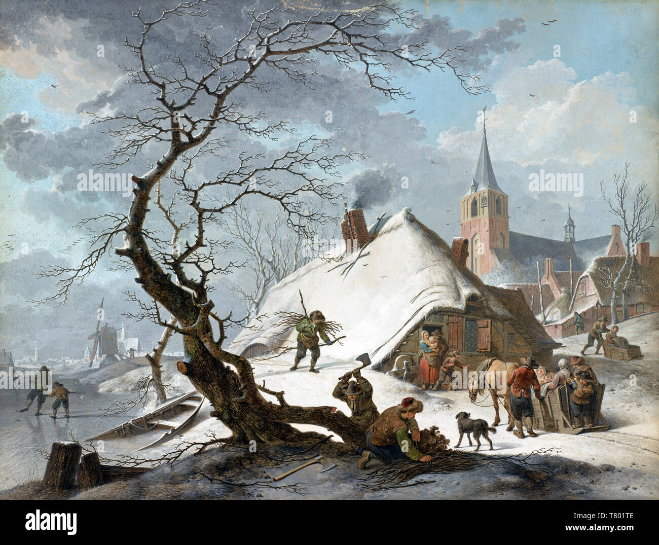 Winter Szene, Kleine Eiszeit, 1787 Stockfoto