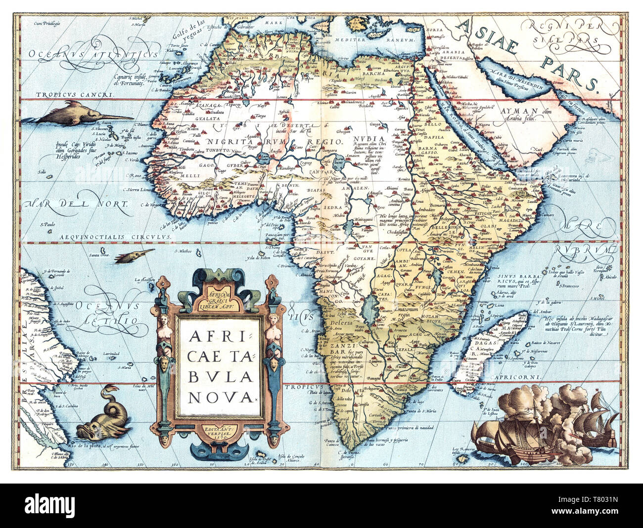 Theatrum Orbis Terrarum, Afrika, 1570 Stockfoto